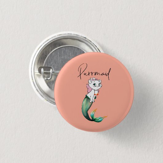 Niedlich Kitten Purrmaid - Fun Mermaid Cat Design Button (Vorne & Hinten)