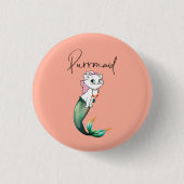 Niedlich Kitten Purrmaid - Fun Mermaid Cat Design Button (Vorderseite)