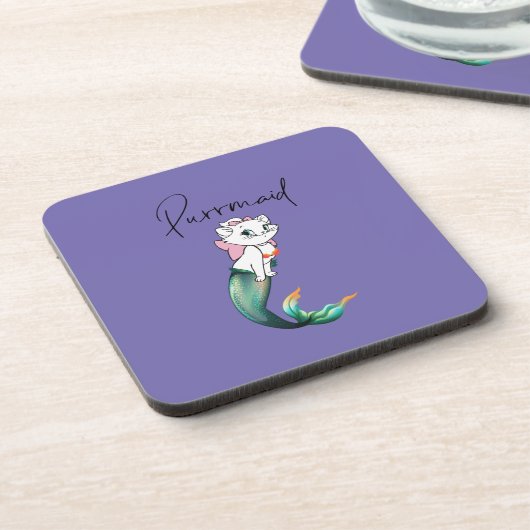 Niedlich Kitten Purrmaid - Fun Mermaid Cat Design Getränkeuntersetzer (Linke Seite)