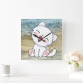 Niedlich Kitten Quadratische Wanduhr (Zuhause)
