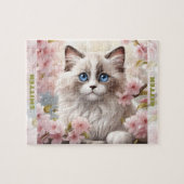 Niedlich Kitten Ragdoll Cat Spring Floral Individu Puzzle (Horizontal)
