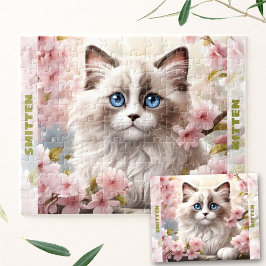 Niedlich Kitten Ragdoll Cat Spring Floral Individu Puzzle
