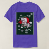 Niedlich Kitten Red Bow Snowflakes T-Shirt (Design vorne)