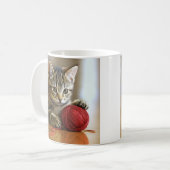 Niedlich Kitten Red Yarn Kaffeetasse (Vorderseite Links)