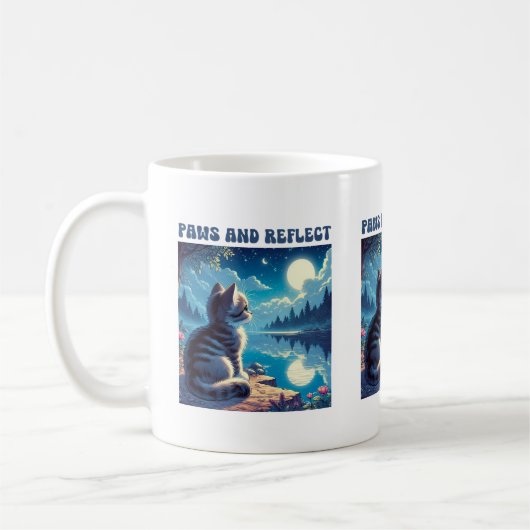 Niedlich Kitten Reflektiert Message-Tasse Kaffeetasse (Links)