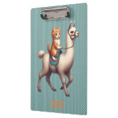 Niedlich Kitten Riding Fluffy Llama Personalisiert Klemmbrett (Links)