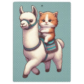 Niedlich Kitten Riding Fluffy Llama Personalisiert Klemmbrett (Rückseite)