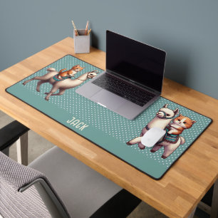 Niedlich Kitten Riding Fluffy Llama Personalisiert Schreibtischunterlage