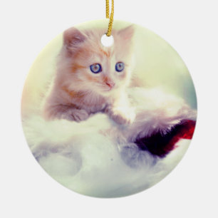 Niedlich Kitten Round Christmas Decoration Keramikornament