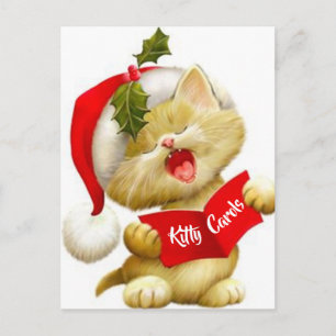 Niedlich Kitten Singen Weihnachts-Caroler Postcard Feiertagspostkarte
