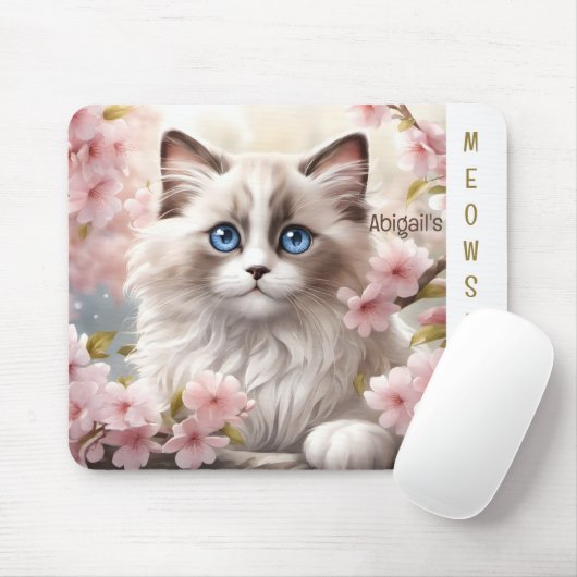 Niedlich Kitten Spring Pink Sakura Name Mousepad (Mit Mouse)