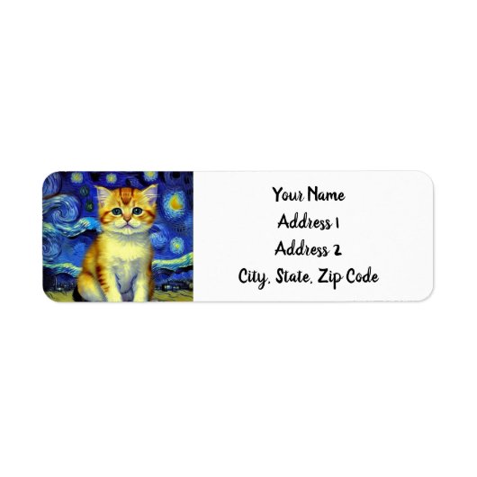 Niedlich Kitten Starry Night Van Gogh (Vorne)