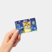 Niedlich Kitten Starry Night Van Gogh Ausweis (Handheld)