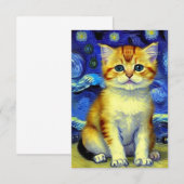 Niedlich Kitten Starry Night Van Gogh Begleitkarte (Vorne/Hinten)