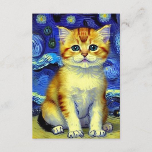 Niedlich Kitten Starry Night Van Gogh Begleitkarte (Vorderseite)