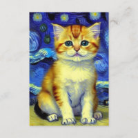 Niedlich Kitten Starry Night Van Gogh