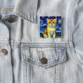 Niedlich Kitten Starry Night Van Gogh Button (Beispiel)