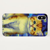 Niedlich Kitten Starry Night Van Gogh Case-Mate iPhone Hülle (Rückseite (Horizontal))