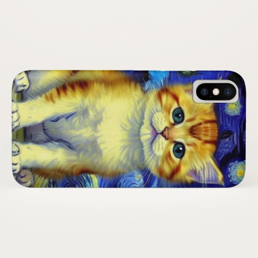 Niedlich Kitten Starry Night Van Gogh Case-Mate iPhone Hülle (Rückseite (Horizontal))