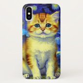 Niedlich Kitten Starry Night Van Gogh Case-Mate iPhone Hülle (Rückseite)
