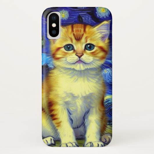 Niedlich Kitten Starry Night Van Gogh Case-Mate iPhone Hülle (Rückseite)