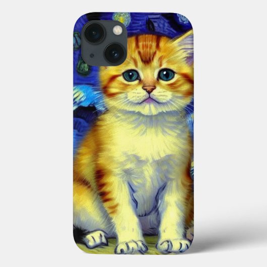 Niedlich Kitten Starry Night Van Gogh Case-Mate iPhone Hülle (Rückseite)