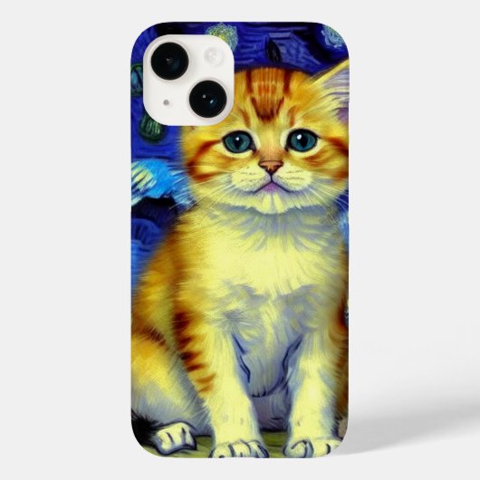 Niedlich Kitten Starry Night Van Gogh Case-Mate iPhone Hülle (Rückseite)
