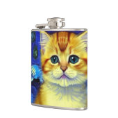 Niedlich Kitten Starry Night Van Gogh Flachmann (Links)