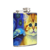 Niedlich Kitten Starry Night Van Gogh Flachmann (Rechts)