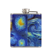 Niedlich Kitten Starry Night Van Gogh Flachmann (Rückseite)