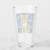 Niedlich Kitten Starry Night Van Gogh Glas (Rückseite)