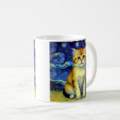 Niedlich Kitten Starry Night Van Gogh Kaffeetasse (VorderseiteRechts)