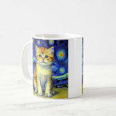 Niedlich Kitten Starry Night Van Gogh Kaffeetasse (Vorderseite Links)