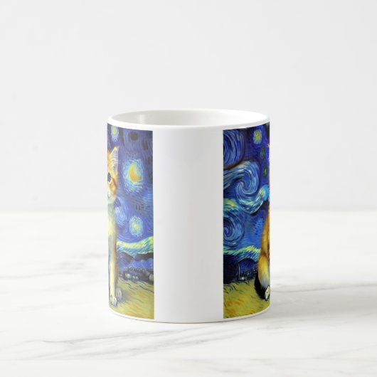 Niedlich Kitten Starry Night Van Gogh Kaffeetasse (Mittel)