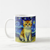 Niedlich Kitten Starry Night Van Gogh Kaffeetasse (Links)