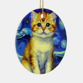 Niedlich Kitten Starry Night Van Gogh Keramik Ornament (Rechts)