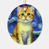 Niedlich Kitten Starry Night Van Gogh Keramik Ornament (Links)