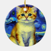 Niedlich Kitten Starry Night Van Gogh Keramik Ornament (Hinten)