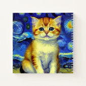 Niedlich Kitten Starry Night Van Gogh Notizblock (Rückseite)