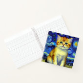 Niedlich Kitten Starry Night Van Gogh Notizblock (Innenseite)