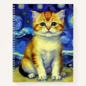 Niedlich Kitten Starry Night Van Gogh Notizblock (Vorderseite)