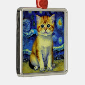 Niedlich Kitten Starry Night Van Gogh Ornament Aus Metall (Rechts)