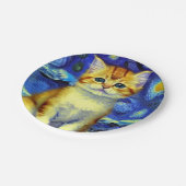 Niedlich Kitten Starry Night Van Gogh Pappteller (Schrägansicht)