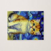 Niedlich Kitten Starry Night Van Gogh Puzzle (Horizontal)