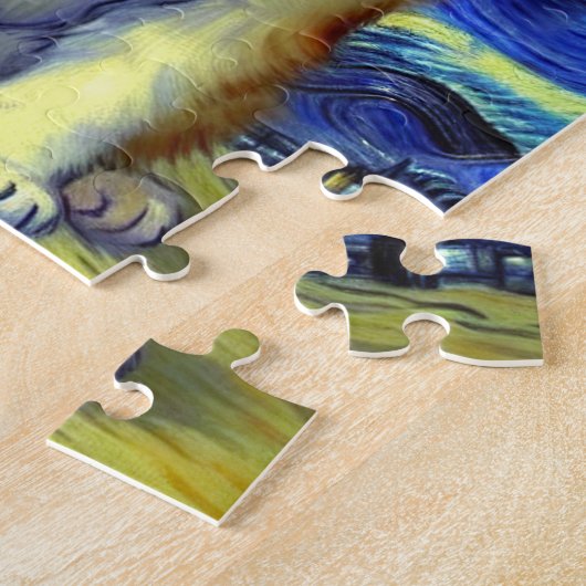 Niedlich Kitten Starry Night Van Gogh Puzzle (Seite)