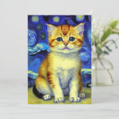 Niedlich Kitten Starry Night Van Gogh Save The Date (Stehend Vorderseite)