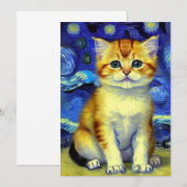 Niedlich Kitten Starry Night Van Gogh Save The Date (Vorne/Hinten)