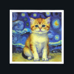 Niedlich Kitten Starry Night Van Gogh Serviette<br><div class="desc">Napkins mit einem niedlichen Van Gogh Kätzchen! Diese kleine,  orange-weiße Pose mit Starry Night. Ein puristisches Geschenk für Katzenliebhaber und holländische Kunstsammler!</div>