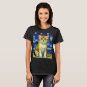 Niedlich Kitten Starry Night Van Gogh T-Shirt (Vorne ganz)
