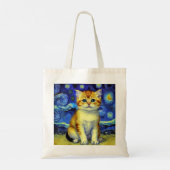 Niedlich Kitten Starry Night Van Gogh Tragetasche (Rückseite)